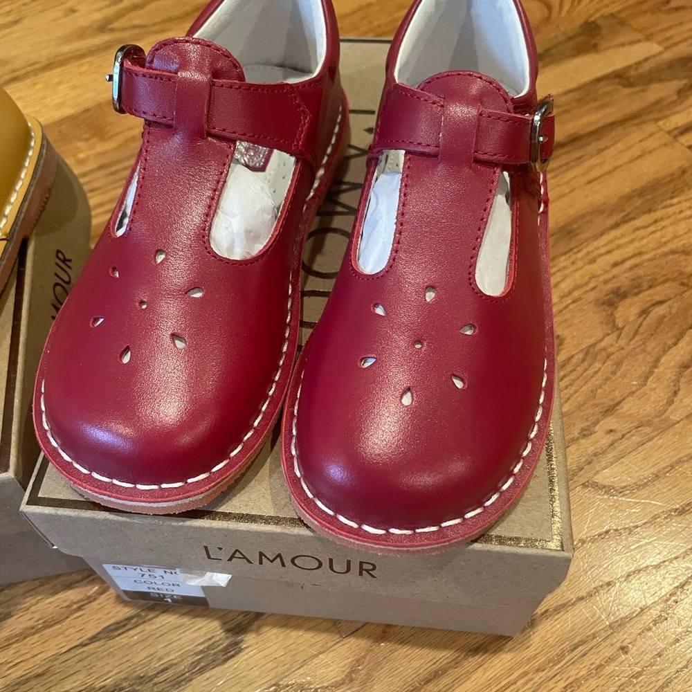 L'Amour Kids Red Mary Jane Shoes NEW